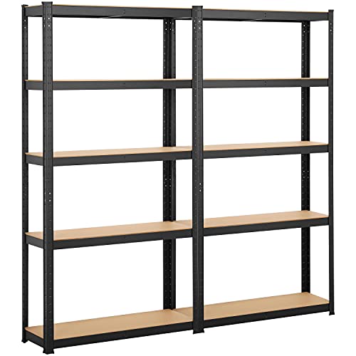 Yaheetech Lagerregal Schwerlastregal mit verstellbaren MDF-Böden, Organizer Regale für Garage, Wohnzimmer, Küche, Kellerraum 180x30x180cm/schwarz von Yaheetech