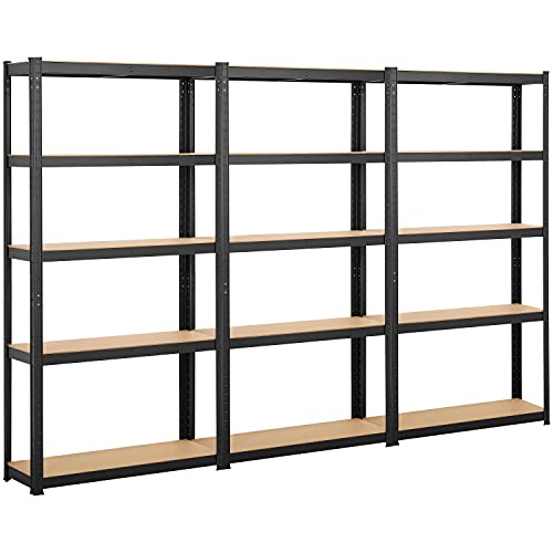 Yaheetech Lagerregal Schwerlastregal mit verstellbaren MDF-Böden, Organizer Regale für Garage, Wohnzimmer, Küche, Kellerraum 270x30x180cm/schwarz von Yaheetech