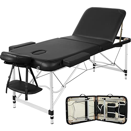 Yaheetech Massageliege Mobile 3 Zonen Massagetisch Massagebank Massagebett Kosmetikliege klappbar höhenverstellbare Aluminiumfüße bis 250kg belastbar 70cm Breite von Yaheetech