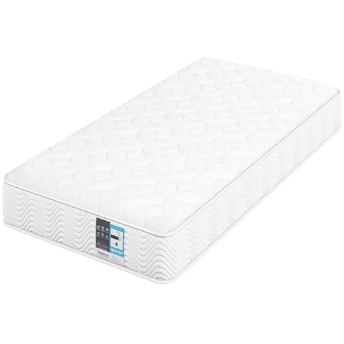 Yaheetech Matratze 90x200 cm Taschenfederkernmatratze 7 Zonen Matratzen Höhe 23 cm Ergonomisch Federkernmatratze Härtegrad H3 Einzelmatratze für Schlafzimmerbett/Weiß von Yaheetech