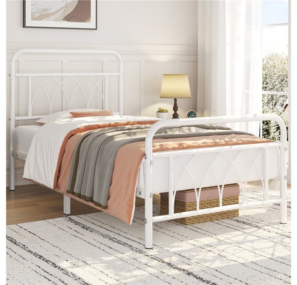 Yaheetech Metallbett, Bettrahmen Vintage mit Lattenrost, Einzelbett/ Doppelbett von Yaheetech