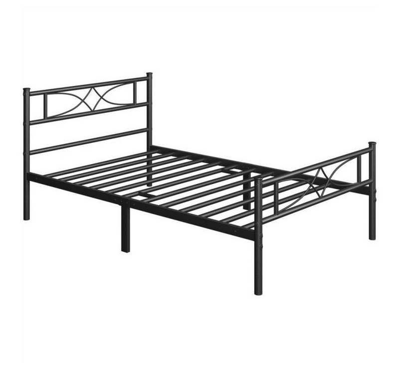 Yaheetech Metallbett Bettgestell, Bettrahmen mit Kopfteil Gästebett mit Lattenrost für Schlafzimmer von Yaheetech