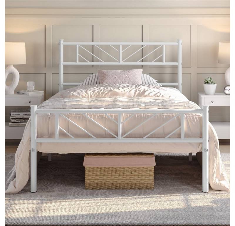 Yaheetech Metallbett Bettgestell 90x190/90x200/140x200cm, Minimalistischer Bettrahmen mit Kopfteil Gästebett mit Lattenrost von Yaheetech