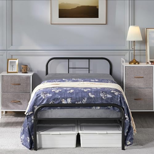 Yaheetech Metallbett 90 x 200 cm Bettrahmen mit Lattenrost Bettgestelle mit Kopfteil Einzelbett Gästebett für Schlafzimmer Gästezimmer Schwarz Yaheetech Metallbett 90 x 200 cm Bettrahmen mit Lattenrost Bettgestelle mit Kopfteil Einzelbett Gästebett für Schlafzimmer Gästezimmer Schwarz von Yaheetech