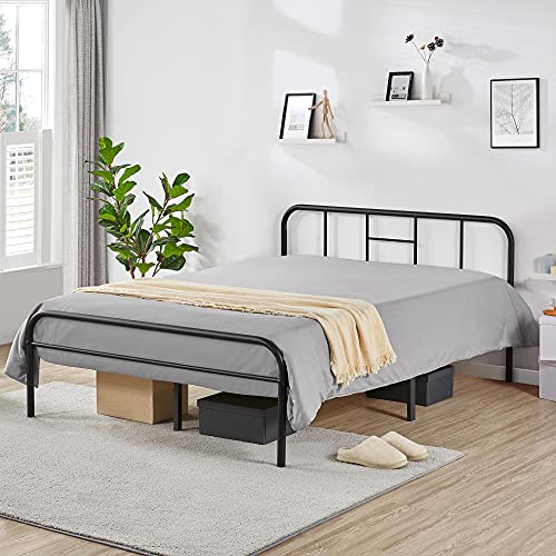 Yaheetech Metallbett mit Lattenrost Doppelbettgestell Doppelbett, Bettrahmen mit Kopfteil, Gästebett Bettgestelle für Gästezimmer Schlafzimmer 140 x 190 cm von Yaheetech