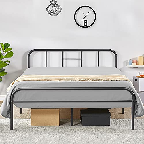 Yaheetech Metallbett mit Lattenrost Bettrahmen mit Kopfteil Doppelbett Gästebett Einzelbettgestell Bettgestelle für Gästezimmer Schlafzimmer 140 x 200 cm, Schwarz von Yaheetech