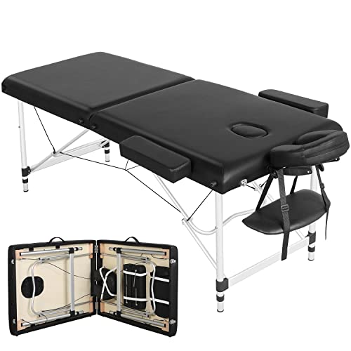 Yaheetech Mobile Massageliege 2 Zonen höhenverstellbar Massagetisch Massagebett mit Aluminium-Füßen und Tragetasche, 213 * 90cm von Yaheetech