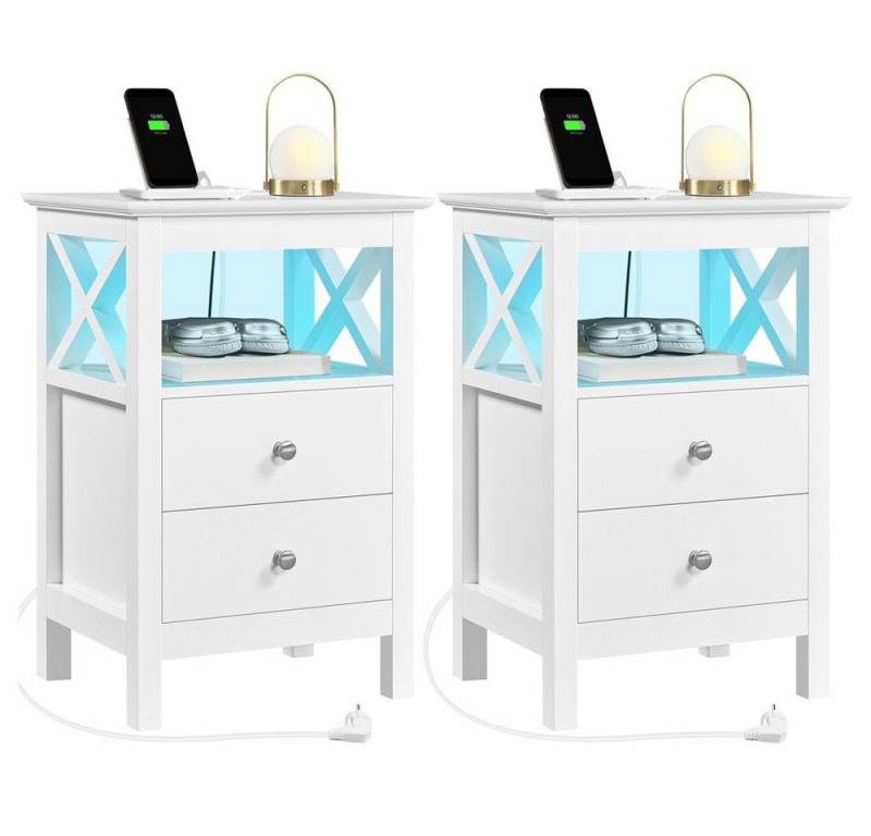 Yaheetech Nachtkonsole Nachttisch (2 St), mit 2 Schubladen, Beistelltisch für Boxspringbett von Yaheetech