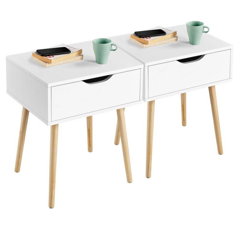Yaheetech Nachttisch, 2 Stück Nachtkommode mit 1 Schublade Holz von Yaheetech