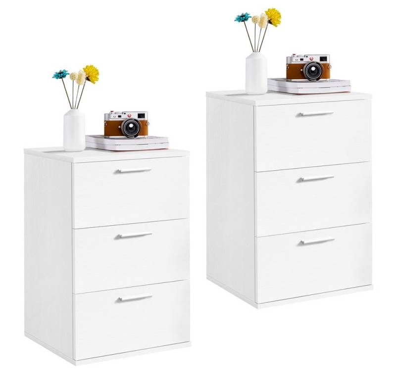 Yaheetech Nachttisch Beistelltisch (2-St), Nachtschrank mit 3 Schubladen, 40 x 35 x 60,5 cm von Yaheetech