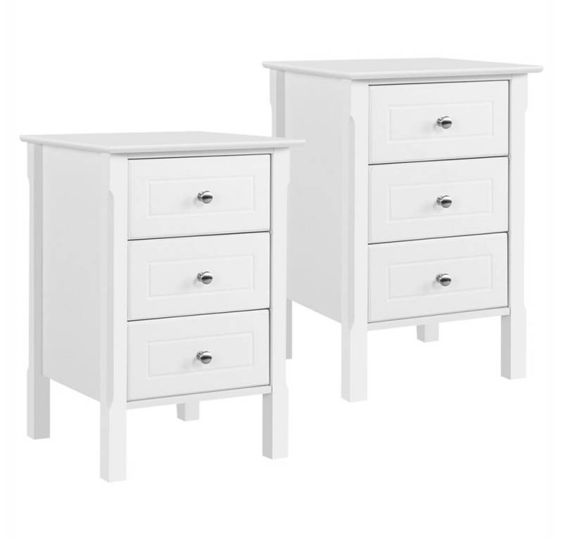 Yaheetech Nachttisch (2er Set), Nachtschrank mit 3 Schubladen Boxspringbett Nachtkommode von Yaheetech