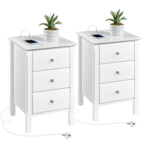 Yaheetech Nachttisch 2er Set Nachtschrank mit Ladestation 3 Schubladen Beistelltisch Boxspringbett Nachtkommode Sofatisch für Schlafzimmer/Wohnzimmer, Weiß Yaheetech Nachttisch 2er Set Nachtschrank mit Ladestation 3 Schubladen Beistelltisch Boxspringbett Nachtkommode Sofatisch für Schlafzimmer/Wohnzimmer, Weiß von Yaheetech