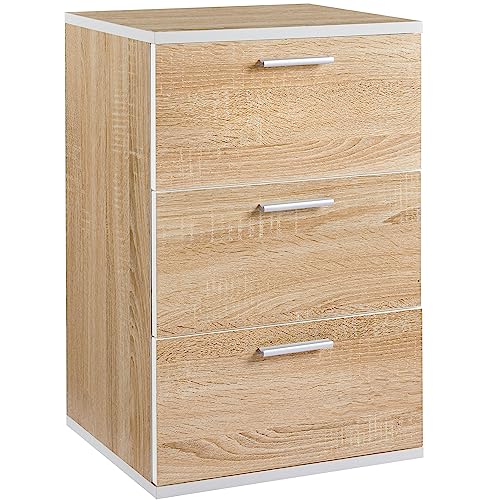 Yaheetech Nachttisch Nachtschrank Boxspringbett Nachtkommode mit 3 Schubladen Metallgriffe Beistelltisch Schubladenschrank, 35 x 40 x 60 cm von Yaheetech