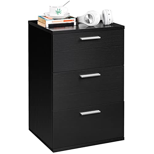 Yaheetech Nachttisch Nachtschrank mit 3 Schubladen Moderne Nachtkommode Beistelltisch Nachtkasten für Boxspringbett, 40 × 35 × 60,5 cm von Yaheetech