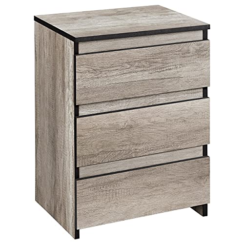 Yaheetech Nachttisch Nachtschrank Boxspringbett Nachtkommode mit 3 Schubladen Moderner Beistelltisch für Schlafzimmer und Wohnzimmer, Grau von Yaheetech