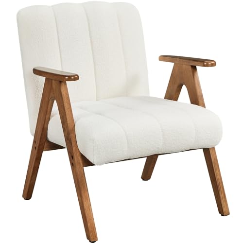 Yaheetech Ohrensessel aus Boucle-Gewebe, Loungesessel mit Armlehnen, Sessel mit Holzbeinen für Wohnzimmer/Schlafzimmer, Polstersessel Fernsehsessel Stabiler Rahmen bis 136 kg Belastbar Weiß Yaheetech Ohrensessel aus Boucle-Gewebe, Loungesessel mit Armlehnen, Sessel mit Holzbeinen für Wohnzimmer/Schlafzimmer, Polstersessel Fernsehsessel Stabiler Rahmen bis 136 kg Belastbar Weiß von Yaheetech