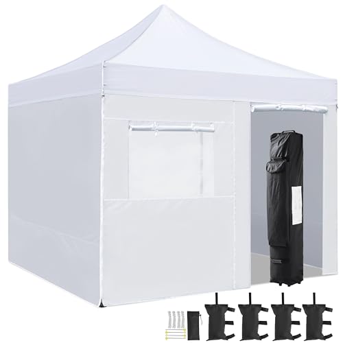 Yaheetech Pavillon Faltpavillon 3x3 wasserdicht stabil Winterfest, 323/332/341 cm höhenverstellbar Pop Up mit 4 Seitenteilen, UV-Schutz 50+ für Outdoor Garten Hochzeit Camping, Weiß von Yaheetech