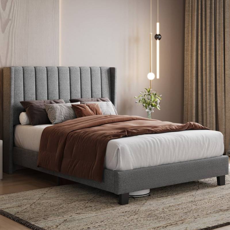 Yaheetech Polsterbett 140/160 x 200 cm, Doppelbett Familienbett Bettgestell mit Lattenrost, 140 x 200 cm von Yaheetech