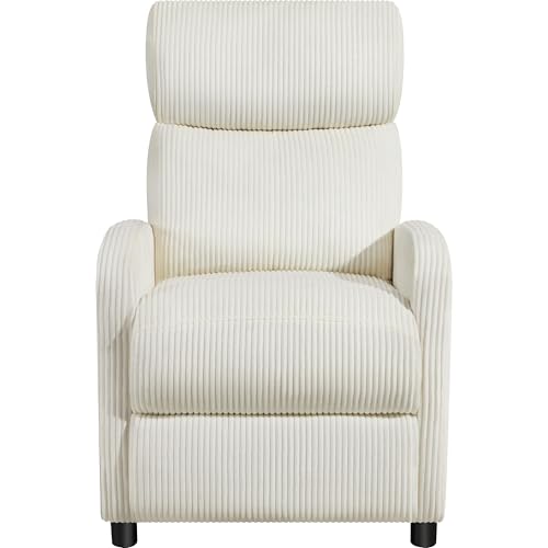 Yaheetech Relaxsessel Fernsehsessel Einzelsofa Ruhesessel mit Verstellbarer Beinablage Liegesessel aus Cordstoff Beige von Yaheetech