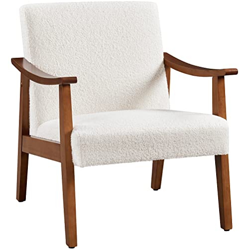 Yaheetech Relaxsessel Retro Loungesessel Polsterstuhl Fernsehsessel Lesesessel Einzelsofa bis 136 kg Belastbar für Wohnzimmer/Empfangsraum/Heimkino/Schlafzimmer Elfenbein von Yaheetech