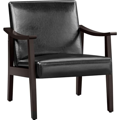 Yaheetech Relaxsessel Retro Loungesessel Polsterstuhl Fernsehsessel Lesesessel Einzelsofa bis 136 kg Belastbar für Wohnzimmer/Empfangsraum/Heimkino/Schlafzimmer Schwarz von Yaheetech