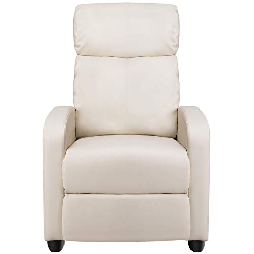 Yaheetech Relaxsessel Ruhesessel Fernsehsessel Cinemasessel Sofa Recliner Einzelsofa TV Hocker Sofa Bein-Ablage Kunstleder Beige von Yaheetech