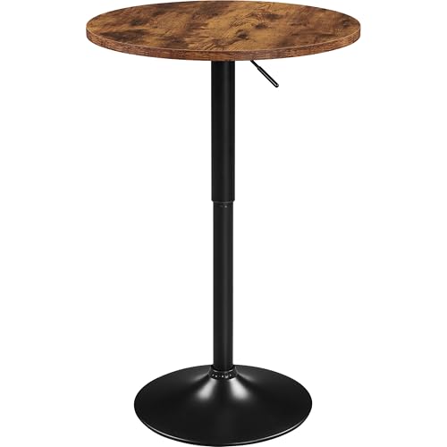 Yaheetech Runder Bartisch | Höhenverstellbar 69,5 91 cm | Stehtisch Bistrotisch 360° Drehbar | Tisch Partytisch Ø 60cm | Multifunktional Empfangstisch für Zuhause/Club/Pub | Rostbraun von Yaheetech