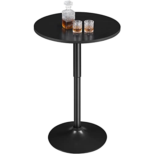 Yaheetech Runder Bartisch Stehtisch, Bistrotisch 360° Drehbar, Höhenverstellbar 69,5–91 cm, Ø 60cm Partytisch aus Metall für Zuhause/Klub/Pub, Full Schwarz von Yaheetech