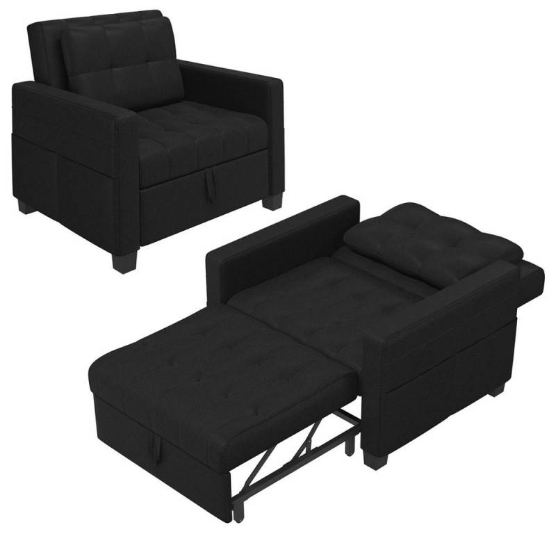 Yaheetech Schlafsofa Einzelsofa, Klappbarer Relaxsessel Loungesessel mit Bettposition und Seitentaschen von Yaheetech
