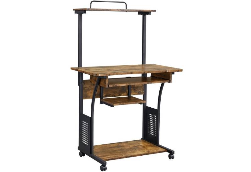 Yaheetech Schreibtisch Computertisch, mit Regal, mit Rollen Eckschreibtisch Vintage von Yaheetech