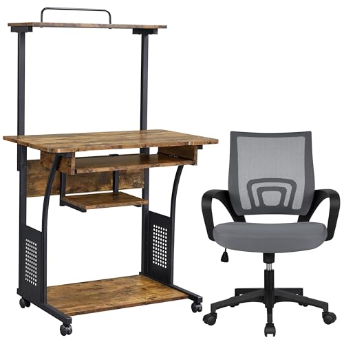 Yaheetech Schreibtisch + Bürostuhl Computertisch mit Regal + Mesh-Gewebe Höhenverstellbarer Chefsessel Home Office fürs Arbeitszimmer/Büro/Konferenz Yaheetech Schreibtisch + Bürostuhl Computertisch mit Regal + Mesh-Gewebe Höhenverstellbarer Chefsessel Home Office fürs Arbeitszimmer/Büro/Konferenz von Yaheetech