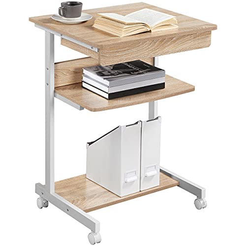 Yaheetech Schreibtisch Computertisch Büromöbel PC Tisch Bürotisch Arbeitstisch aus Holz und Stahl mit Ablage und Schublade 79 x 56 x 51cm von Yaheetech