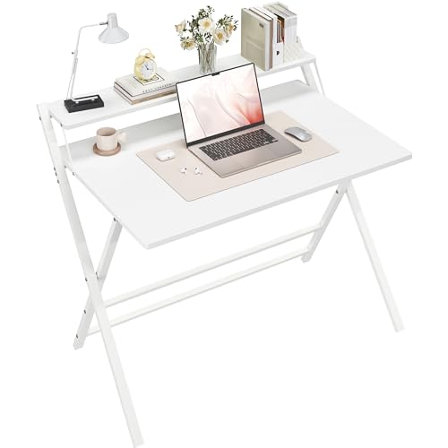 Yaheetech Schreibtisch Klappbar, 100 cm Computertisch mit Ablage, 2-Stufiger Arbeitstisch mit Monitorständer, Laptoptisch für Homeoffice/Kleine Räume/Wohnzimmer, Weiß/100 cm L × 50 cm B Yaheetech Schreibtisch Klappbar, 100 cm Computertisch mit Ablage, 2-Stufiger Arbeitstisch mit Monitorständer, Laptoptisch für Homeoffice/Kleine Räume/Wohnzimmer, Weiß/100 cm L × 50 cm B von Yaheetech