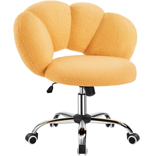 Yaheetech Schreibtischstuhl Bürostuhl Ergonomisch Bürosessel in Wolkenform Schminktischstuhl bis 136 kg Belastbar Computerstuhl Höhenverstellbar für Schlafzimmer Büro Wohnzimmer Gelb von Yaheetech