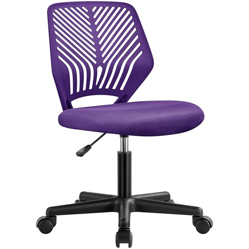 Yaheetech Schreibtischstuhl Drehstuhl Bürostuhl mit Rücklehne ohne Armlehnen Arbeitsstuhl höhenverstellbar für s Büro oder Home-Office 50 x 55 x 79-92 cm Lila von Yaheetech