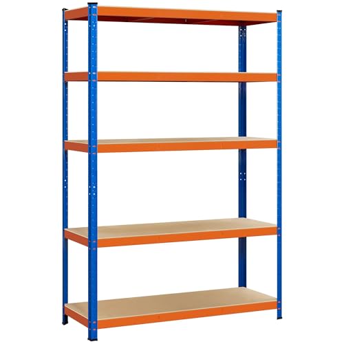 Yaheetech Schwerlastregal 180 x 120 x 45 cm Lagerregal 5 Böden Metall Regal Max. Belastbarkeit : 875kg Orange & Blau von Yaheetech