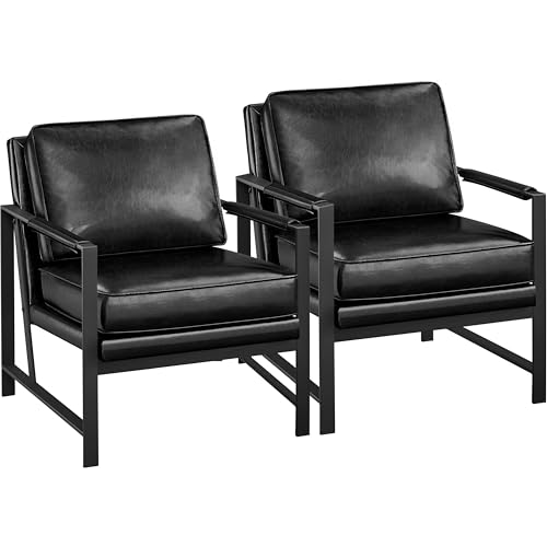 Yaheetech Sessel 2er Set Retro Loungesessel aus Kunstleder, Relaxsessel mit Rückenlehne, Einzelsessel mit Metallrahmen, für Wohnzimmer/Empfangsraum/Büro, Schwarz Yaheetech Sessel 2er Set Retro Loungesessel aus Kunstleder, Relaxsessel mit Rückenlehne, Einzelsessel mit Metallrahmen, für Wohnzimmer/Empfangsraum/Büro, Schwarz von Yaheetech