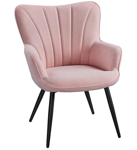Yaheetech Sessel Relaxstuhl Küchenstuhl Polsterstuhl Gestell aus Metall, Polstersessel Wohnzimmermöbel 63,5 x 68,5 x 84 cm, rosa von Yaheetech