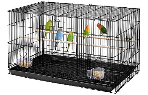 Yaheetech Vogelkäfig Stapelbarer Flugkäfig breiter käfige mit extra viel Platz für Papageien Sittiche 76 x 45,5 x 45,5 cm, Schwarz von Yaheetech