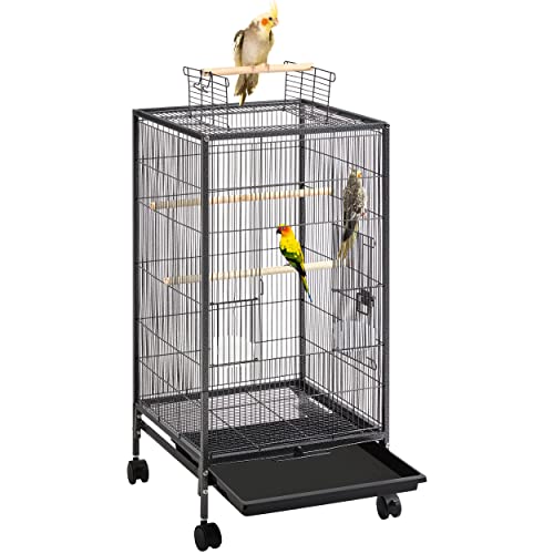 Yaheetech Vogelkäfig mit offenem Dach, Vogelvoliere mit Holzstangen und 360° drehbaren Rollen, 2 Futternäpfe & Schublade, großer Raum für Vögel, 45,5x45,5x100,5 cm Yaheetech Vogelkäfig mit offenem Dach, Vogelvoliere mit Holzstangen und 360° drehbaren Rollen, 2 Futternäpfe & Schublade, großer Raum für Vögel, 45,5x45,5x100,5 cm von Yaheetech