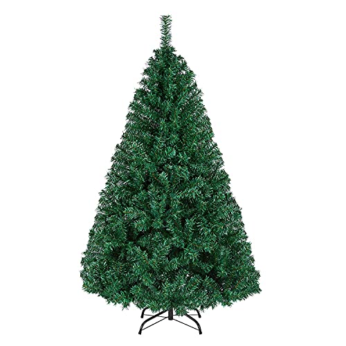 Yaheetech künstlicher Weihnachtsbaum 150cm mit 718 Spitzen, schwer entflammbar, Material PVC, Tannenbaum Christbaum, Weihnachtsdeko mit Metall Ständer von Yaheetech