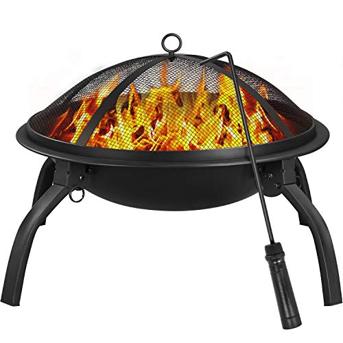 Yaheetech 2 in 1 Feuerschalen für den Garten klappbare Feuerstelle Feuerkorb mit Funkenschutz Kohlerost und Feuerhaken Abnehmbar Metall Schale Fire Pit für Heizung/Terrasse/Lagerfeuer/Camping von Yaheetech