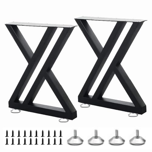 Yahpetes Tischbeine, Metall-Möbelbeine, 61 cm B x 71 cm, schwarz, Gusseisen, robuste industrielle Esstischbeine, Couchtischbeine (Z, 61 x 71 cm) von Yahpetes