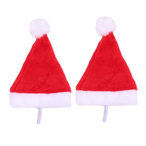 Yahpetes Weihnachtsmütze für Haustiere, Weihnachtsmannmütze, 14 x 19 cm, Hundekostüm für Welpen, Kätzchen, kleine Katzen, Hunde, Haustiere (2 Stück) von Yahpetes