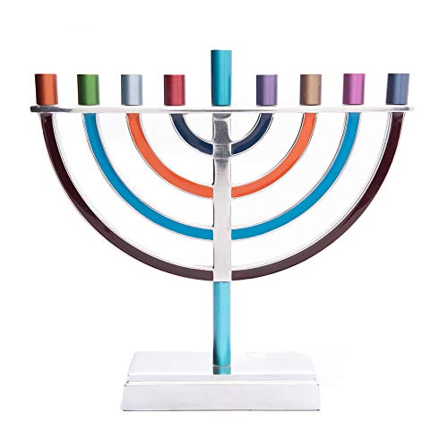 Yair Emanuel Chanukkah-Menora, klassischer Stil, farbige Zweige (Mehrfarbig, groß) von Yair Emanuel