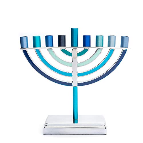 Yair Emanuel Chanukkah Menora klassischer Stil farbige Zweige (blau, klein) von Yair Emanuel