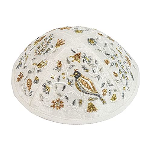 Yair Emanuel Kippah - Embroidered - Birds - Gold von Yair Emanuel