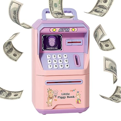 ATM-Geldbank | Spielzeugspardose Kinderspardose | Passwortsicheres, intelligentes Geldautomaten-Bankspielzeug, Bargeld, Münzen können Bankspielzeug mit simulierter Gesichtserkennung Yajexun von Yajexun