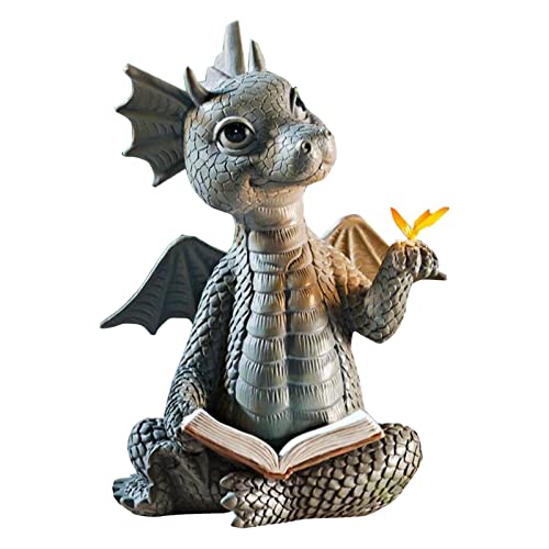 Harz Kleine Dinosaurier Gartendeko Figuren - Drachenskulptur Gartenfigur Drache Statue, Tierfigur Gartenstatue Dekorative Handarbeit Ornament, Geschenk Für Haus, Hof, Rasen, Balkon Dekoration 10 CM von Yajexun