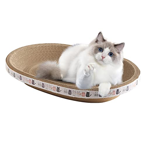 Kratzbrett für Katzen, rutschfest – Kratzbrett für Katzen, Katzenspielzeug, Katzenbett, oval, hohe Dichte, Kratzpfosten für Katzen, Recycling des Kratzpads aus Karton, Kratzbaum von Yajexun